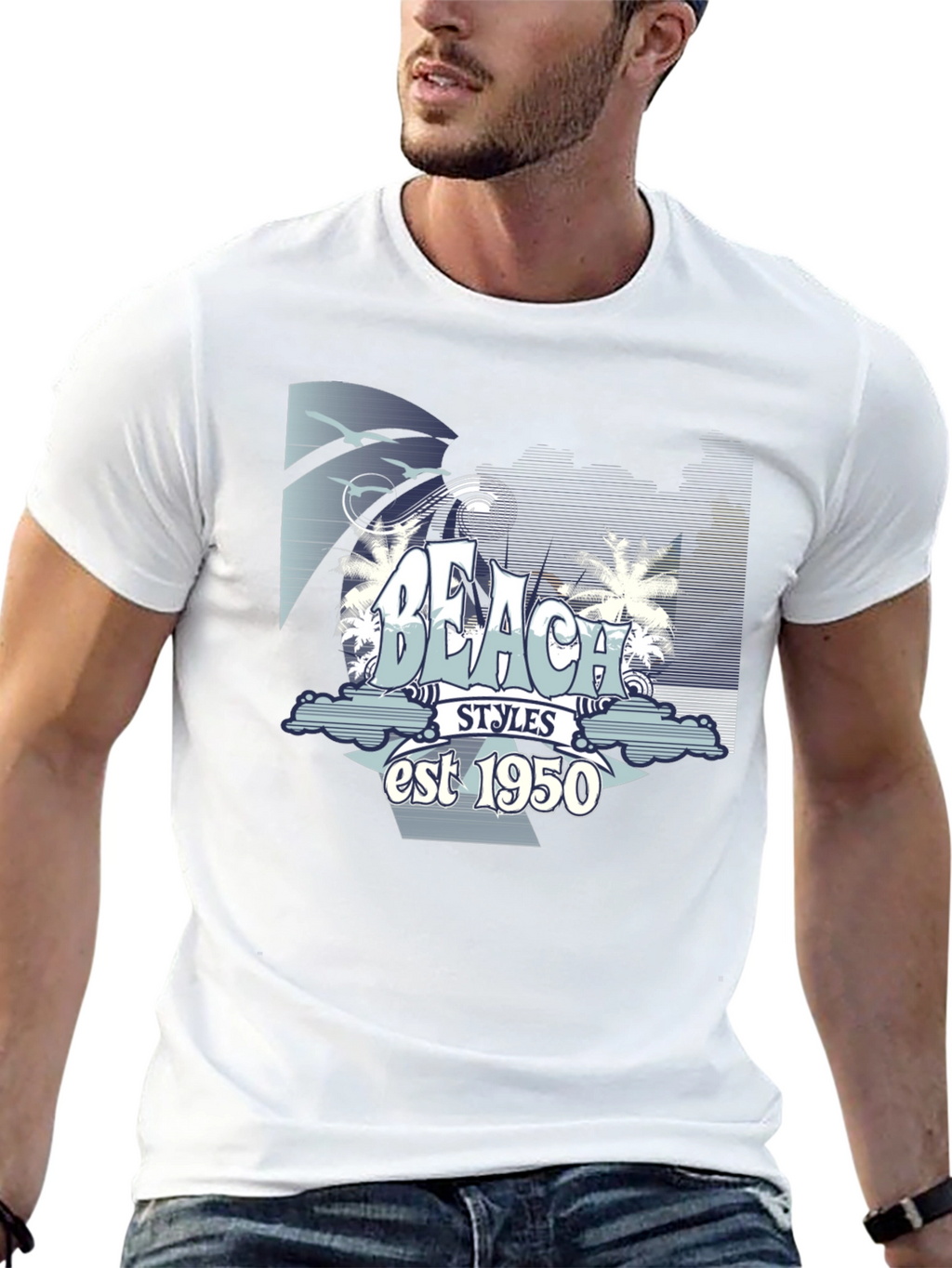 Beach Styles est 1950 Black Graphic T-Shirt