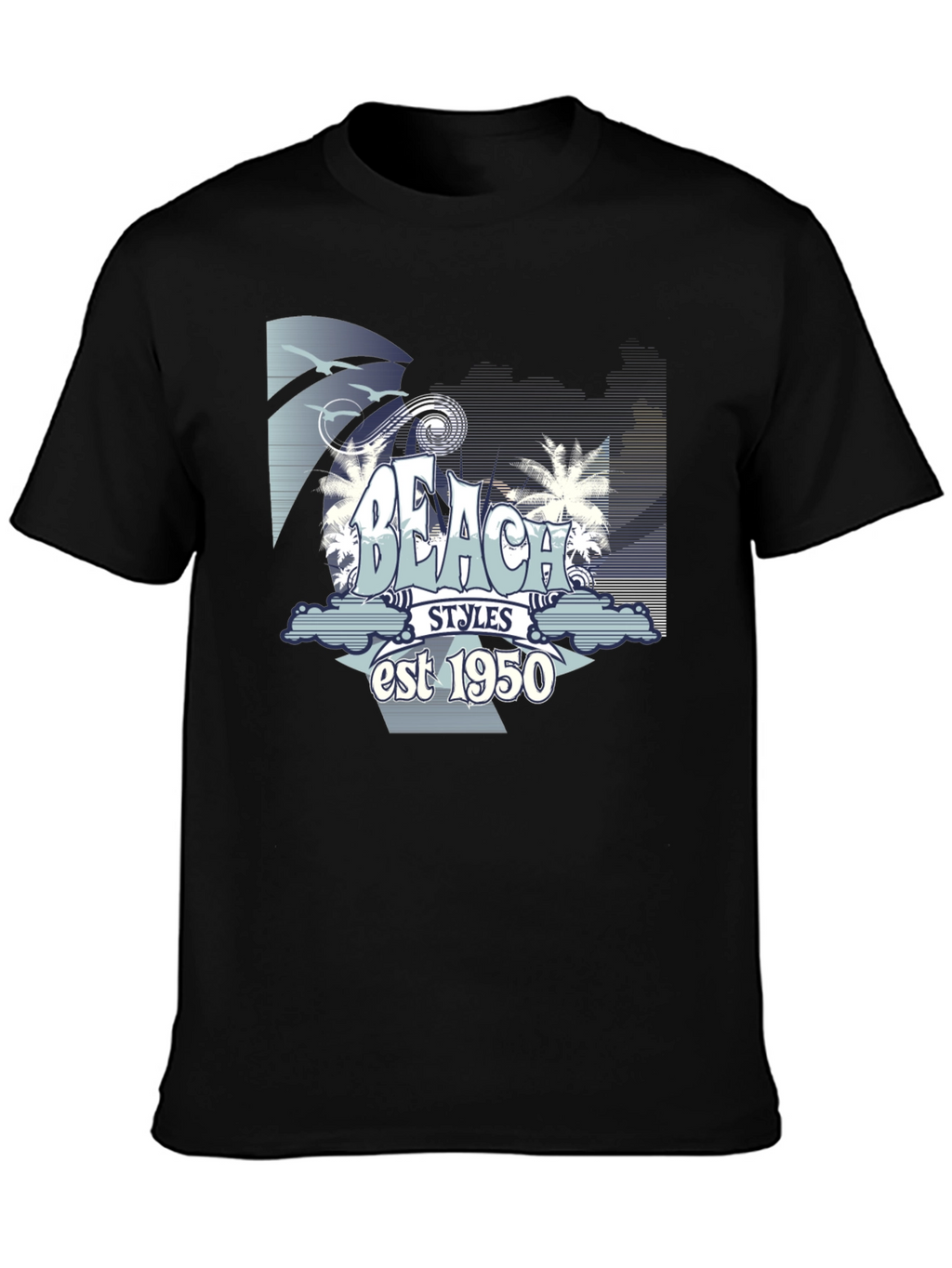Beach Styles est 1950 Black Graphic T-Shirt