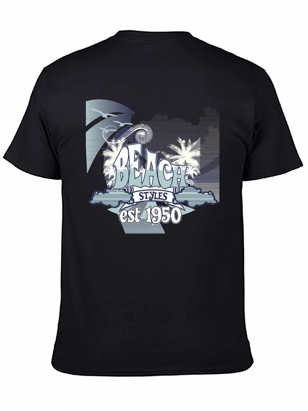 Beach Styles est 1950 Black Graphic T-Shirt