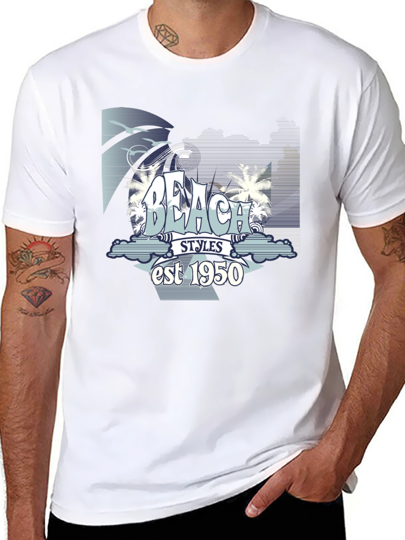 Beach Styles est 1950 Black Graphic T-Shirt