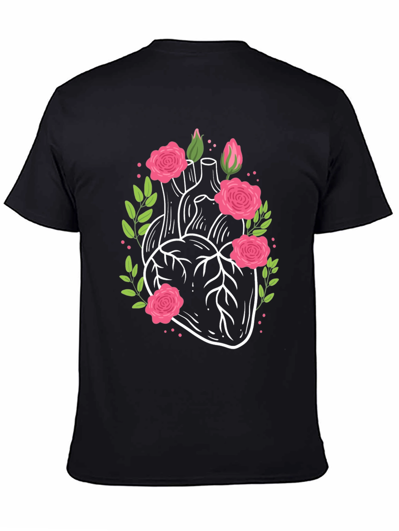 Floral Heart Graphic Tee - Unique Anatomical Art Shirt