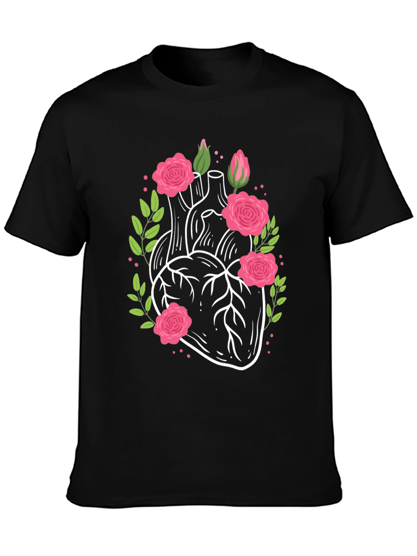 Floral Heart Graphic Tee - Unique Anatomical Art Shirt