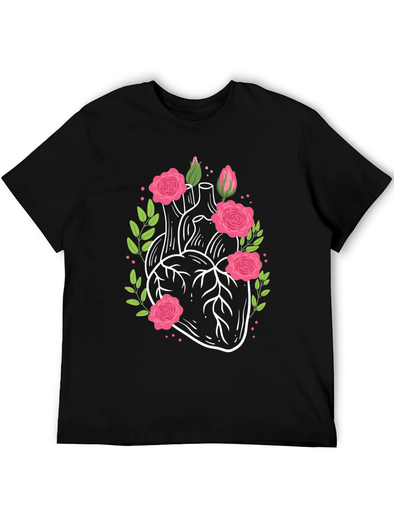Floral Heart Graphic Tee - Unique Anatomical Art Shirt