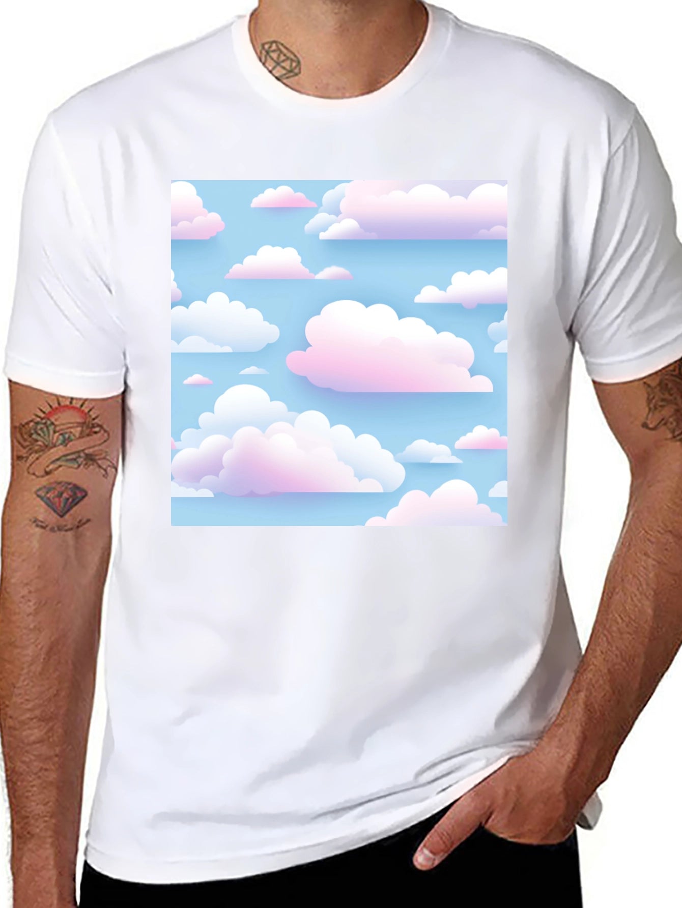 Cloudscape Print Tee - Soft Sky Design