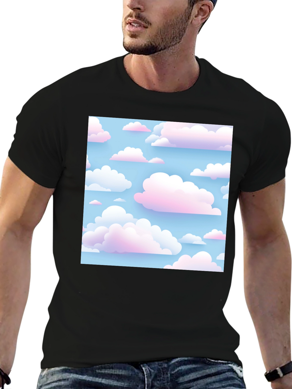 Cloudscape Print Tee - Soft Sky Design
