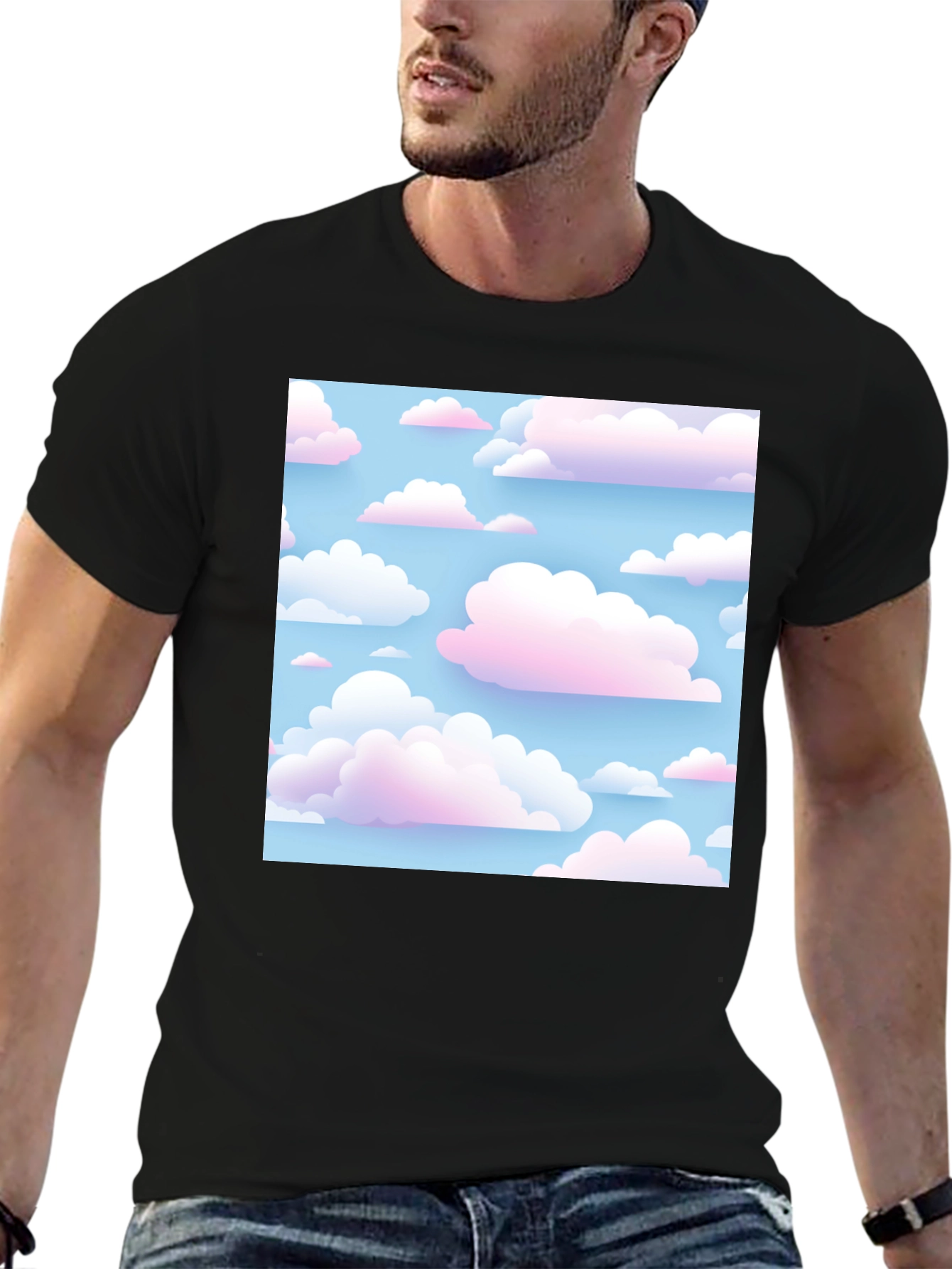 Cloudscape Print Tee - Soft Sky Design