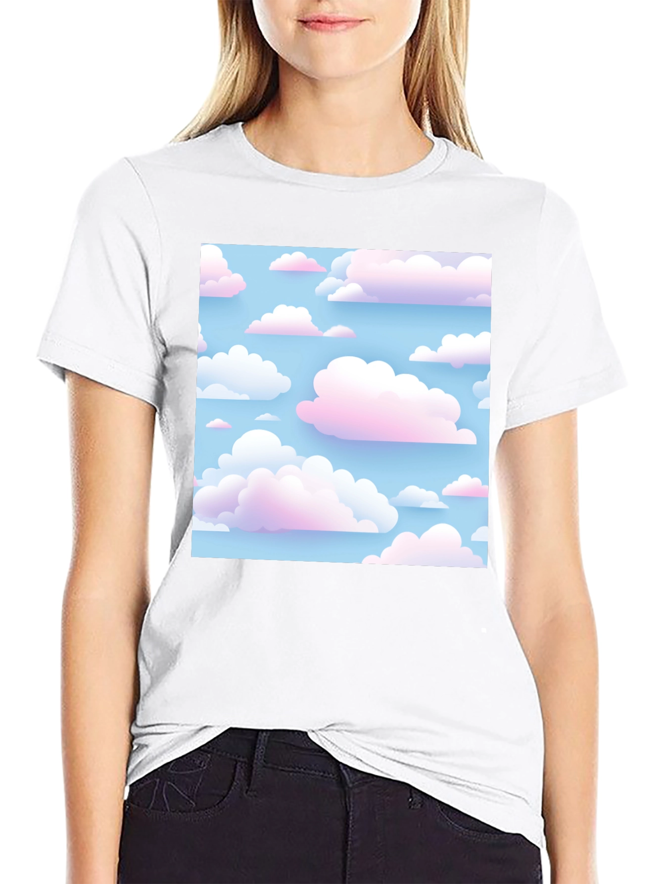 Cloudscape Print Tee - Soft Sky Design