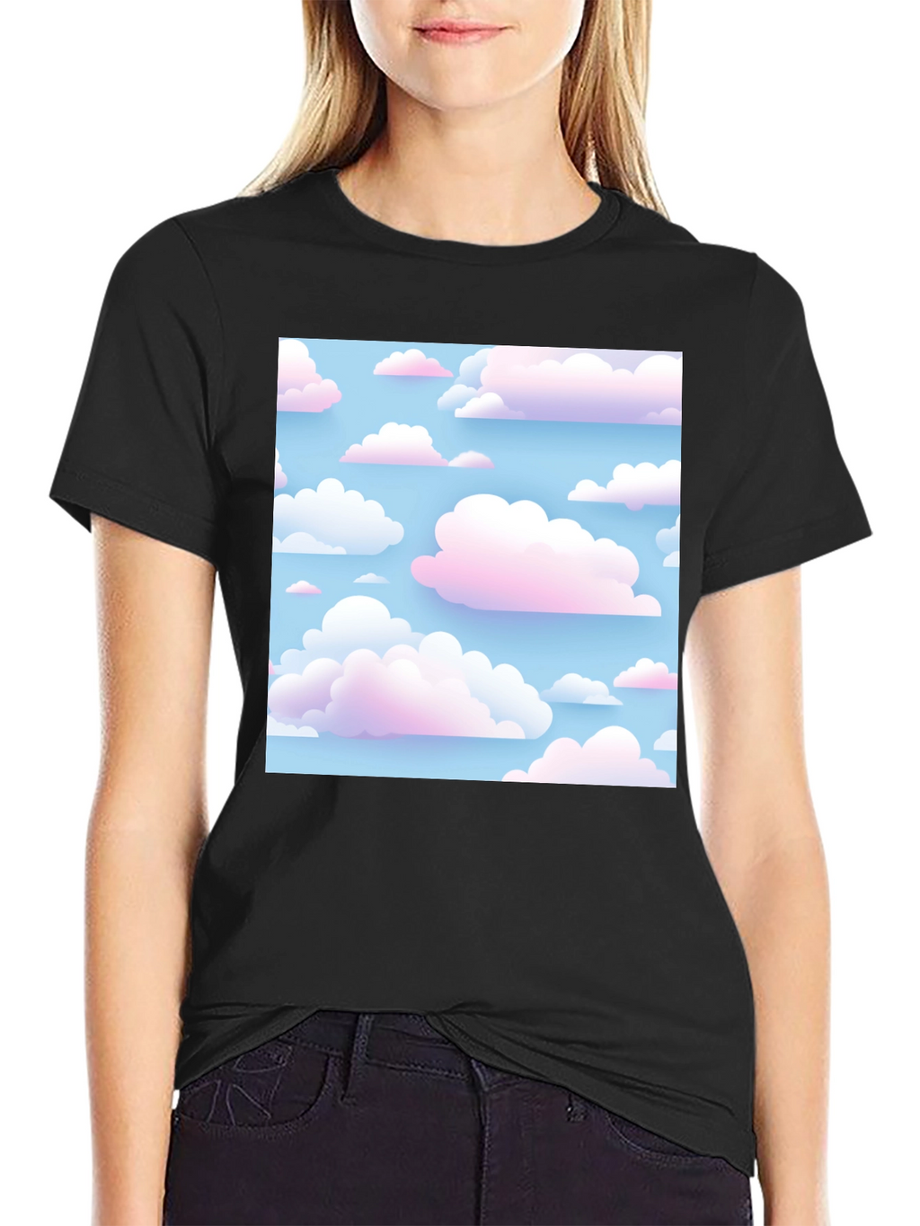 Cloudscape Print Tee - Soft Sky Design