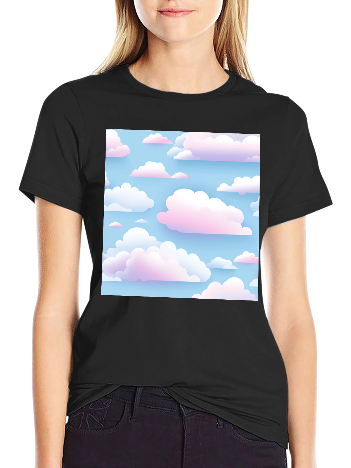 Cloudscape Print Tee - Soft Sky Design