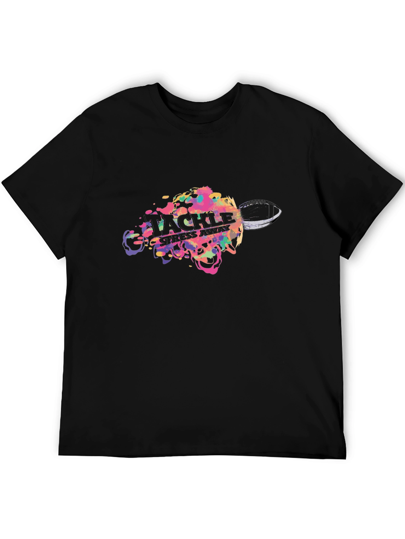 Tackle Stress Away Graphic Tee - Black
