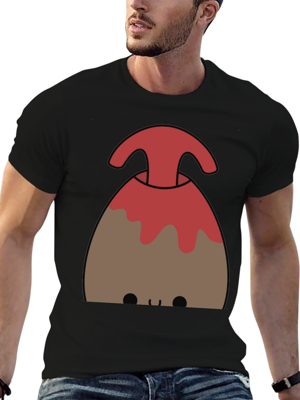 Cute Volcano Graphic Tee - Black