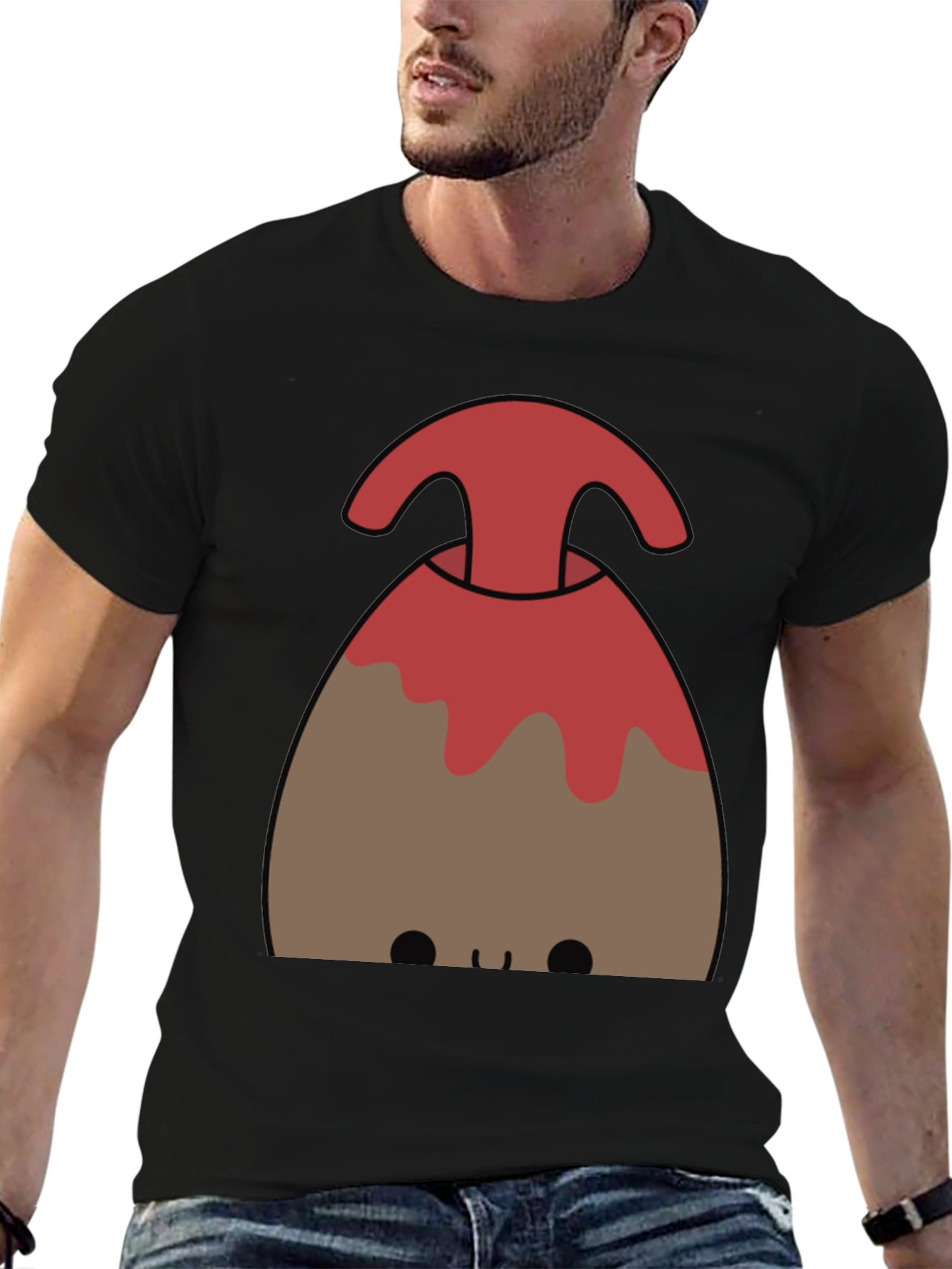 Cute Volcano Graphic Tee - Black