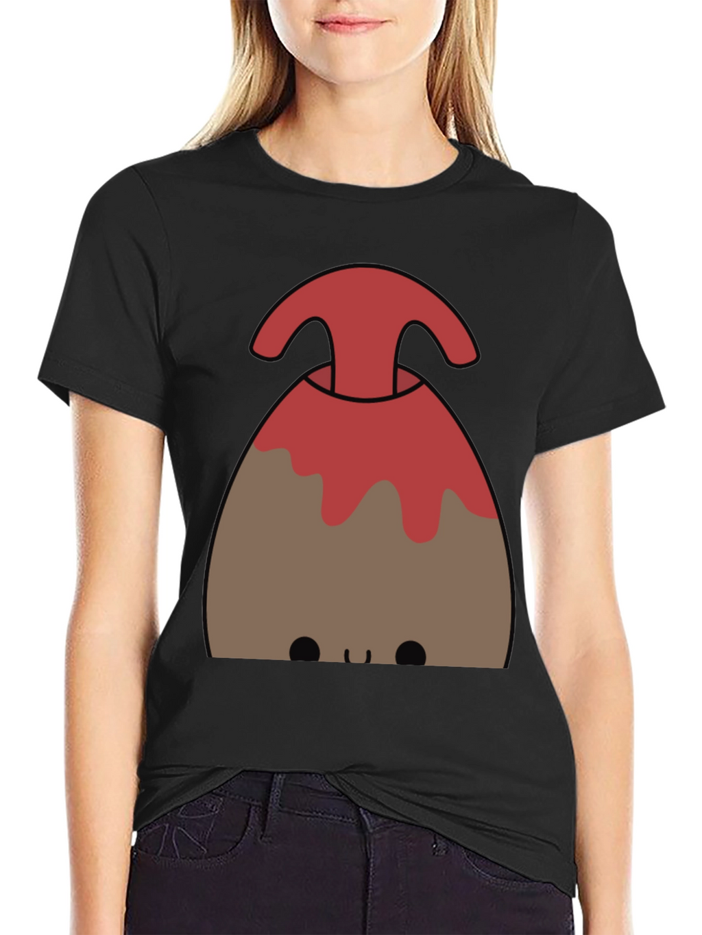 Cute Volcano Graphic Tee - Black