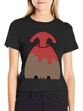 Cute Volcano Graphic Tee - Black