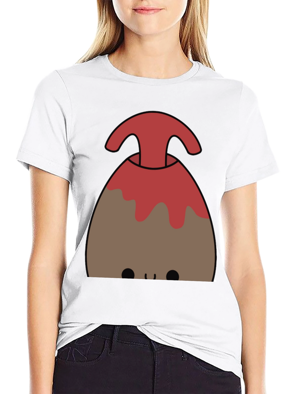 Cute Volcano Graphic Tee - Black