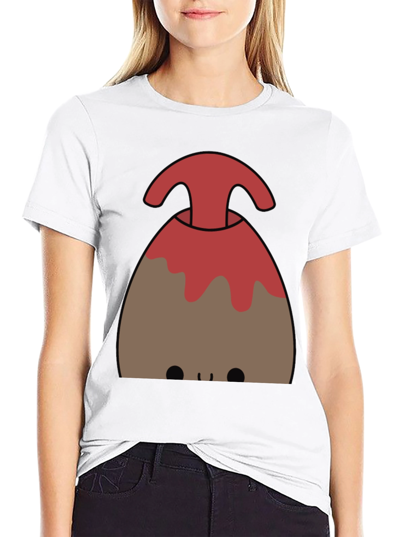 Cute Volcano Graphic Tee - Black