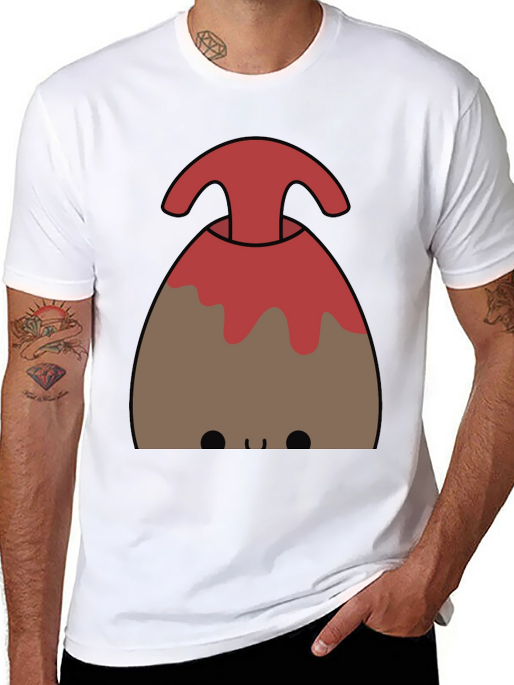 Cute Volcano Graphic Tee - Black