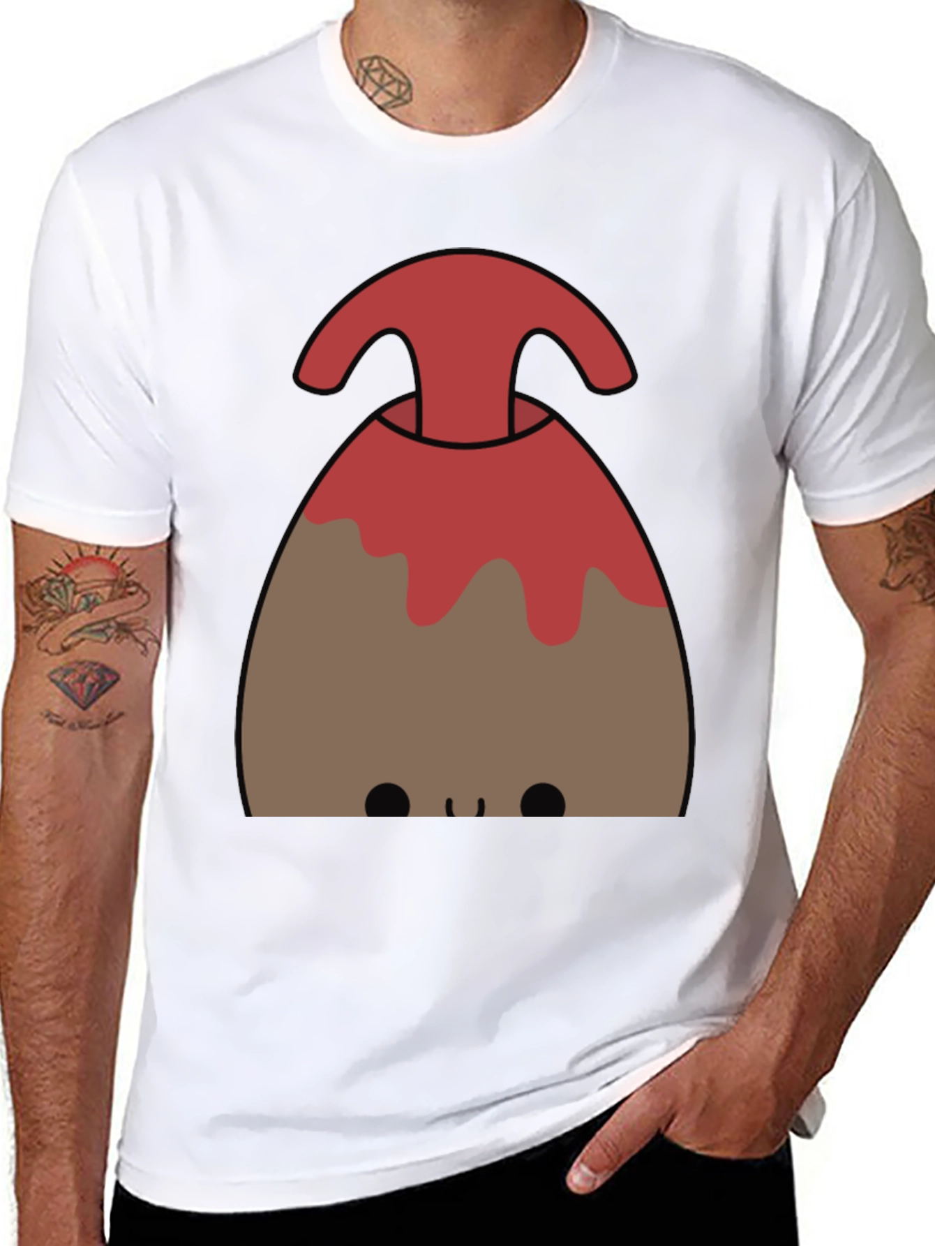 Cute Volcano Graphic Tee - Black