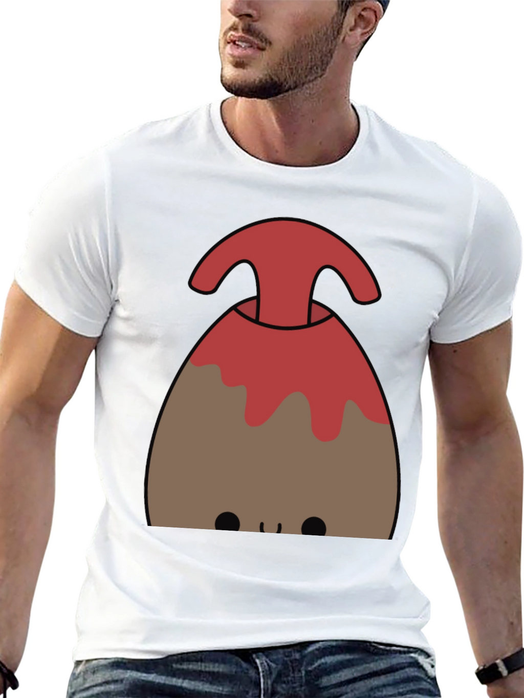 Cute Volcano Graphic Tee - Black