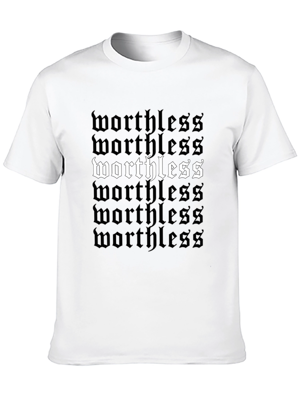 Worthless Gothic Print Black T-Shirt