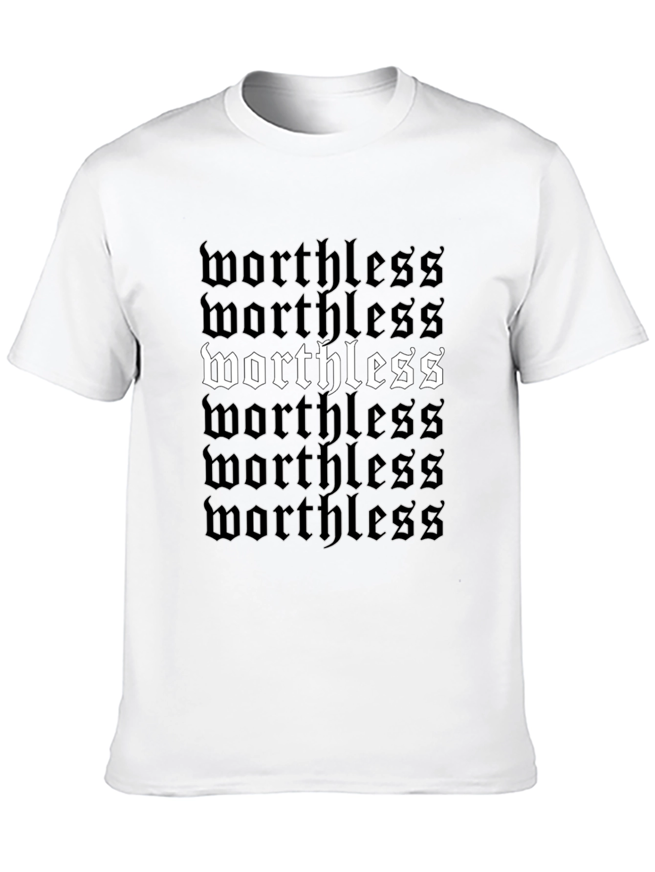 Worthless Gothic Print Black T-Shirt