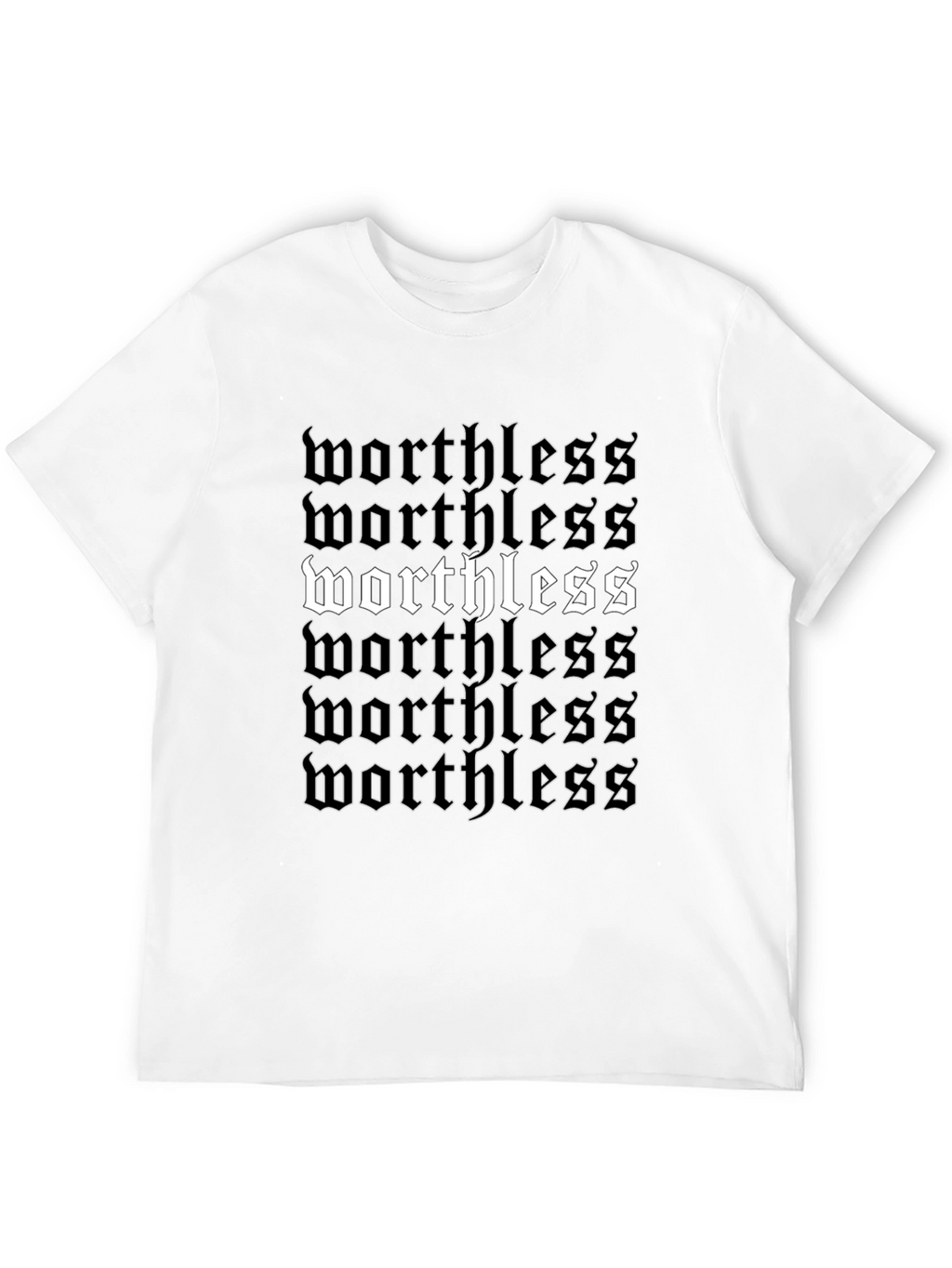 Worthless Gothic Print Black T-Shirt