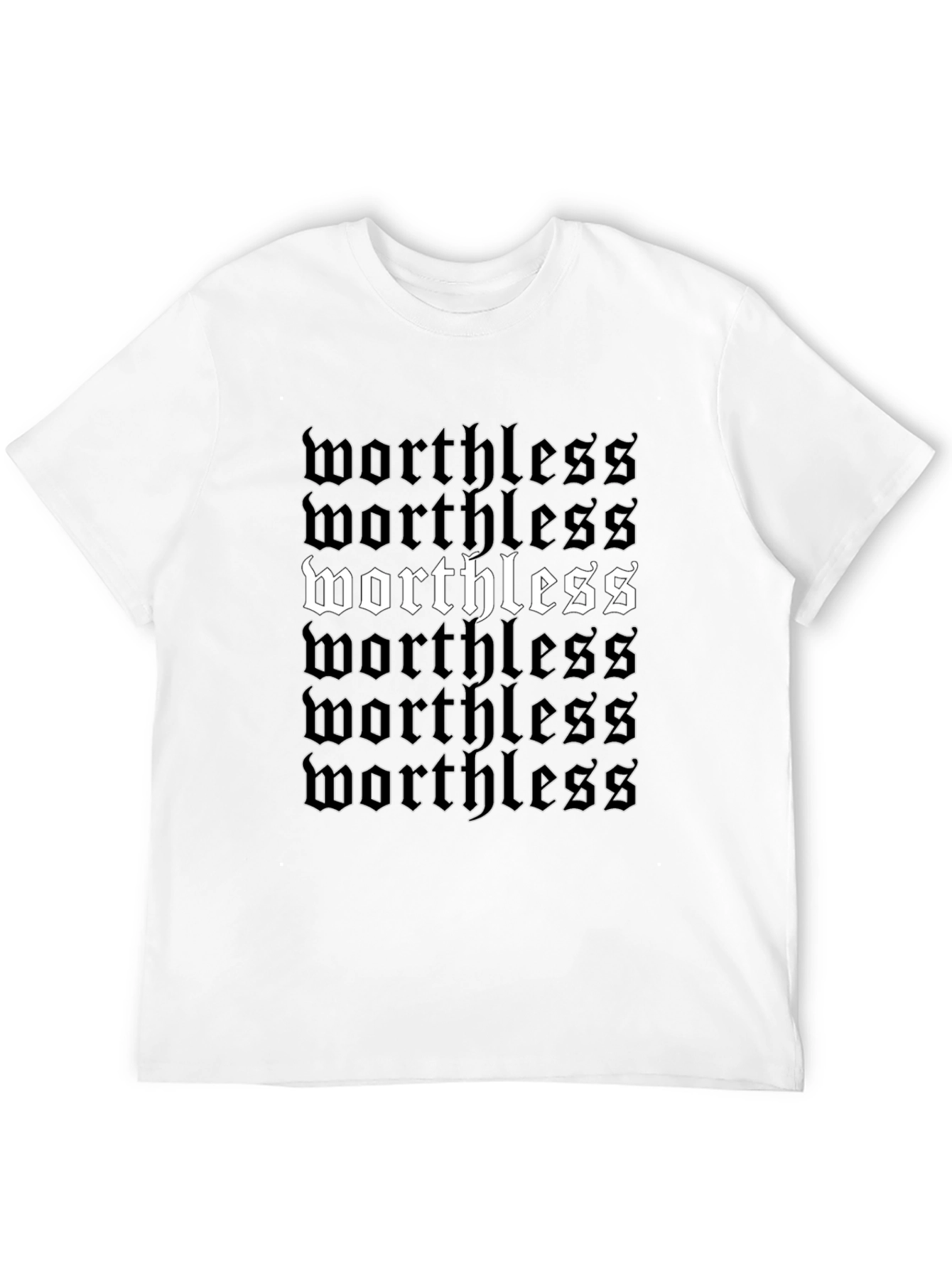 Worthless Gothic Print Black T-Shirt
