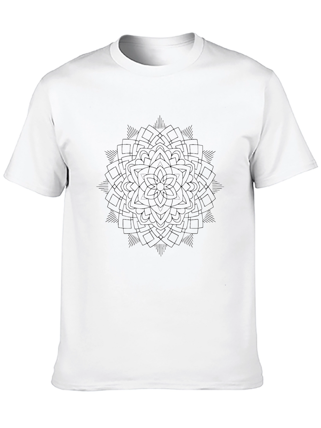 Mens Black Mandala Graphic Tee - Casual Comfort