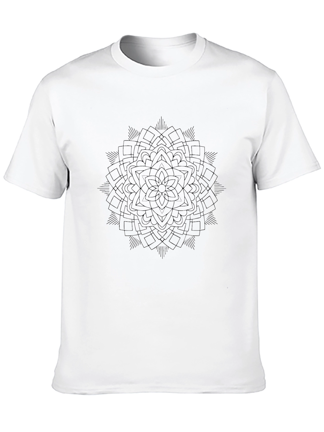 Mens Black Mandala Graphic Tee - Casual Comfort