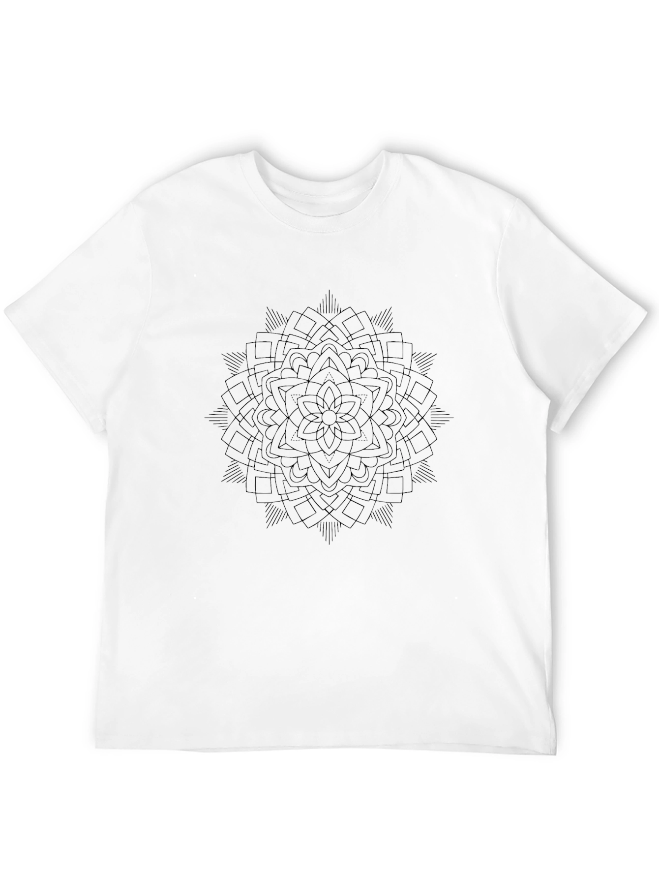 Mens Black Mandala Graphic Tee - Casual Comfort