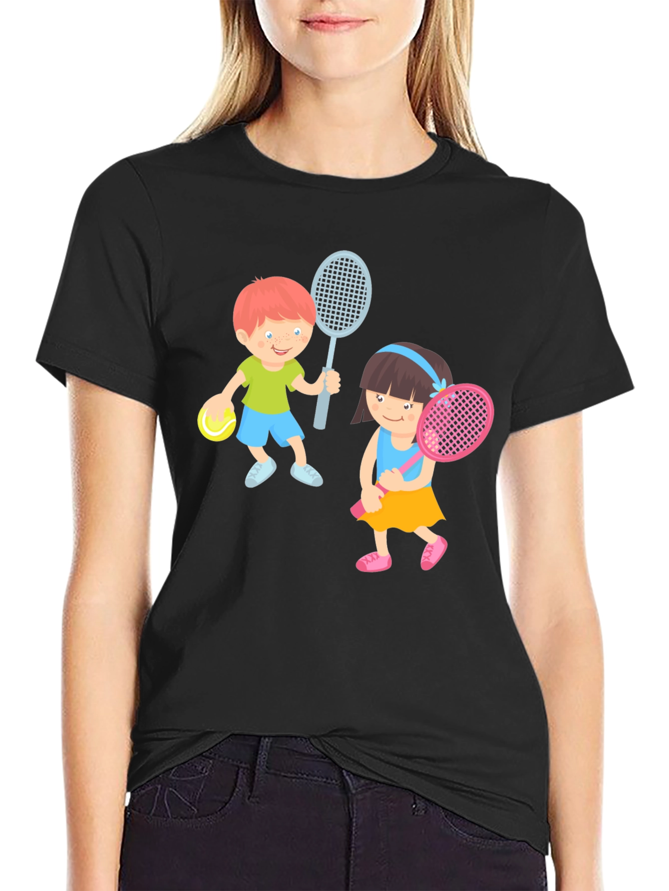 Tennis Players Graphic Tee - Fun Sporty Design