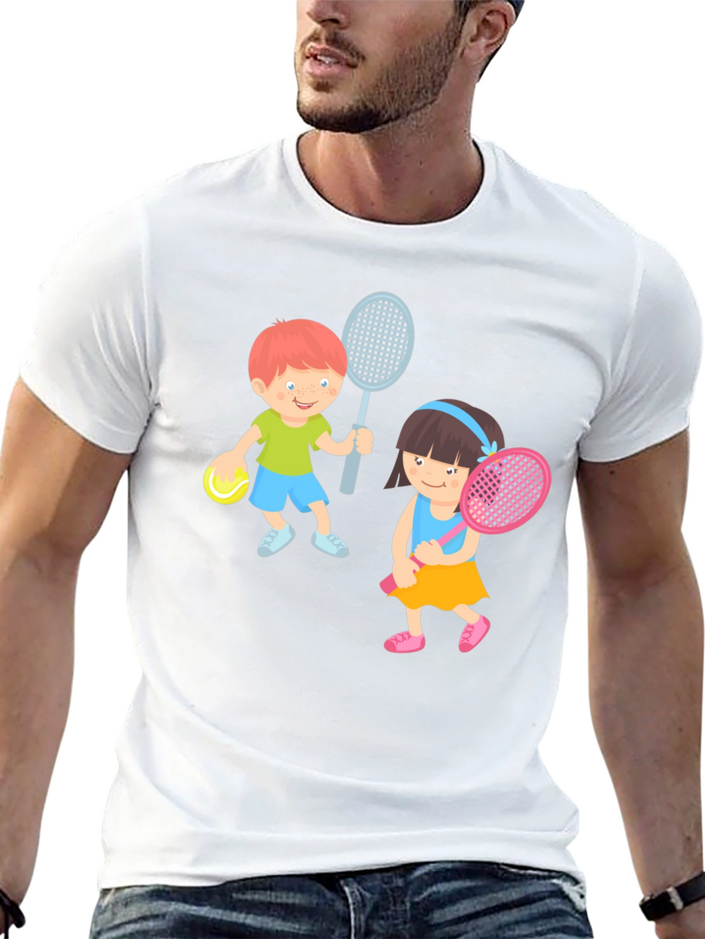 Tennis Players Graphic Tee - Fun Sporty Design