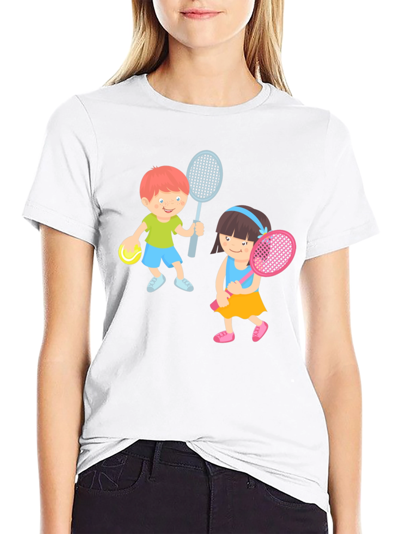 Tennis Players Graphic Tee - Fun Sporty Design