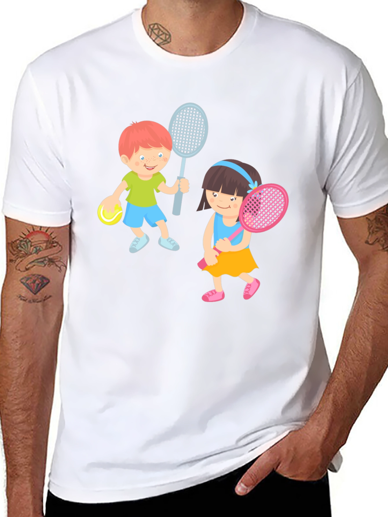 Tennis Players Graphic Tee - Fun Sporty Design
