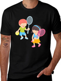 Tennis Players Graphic Tee - Fun Sporty Design