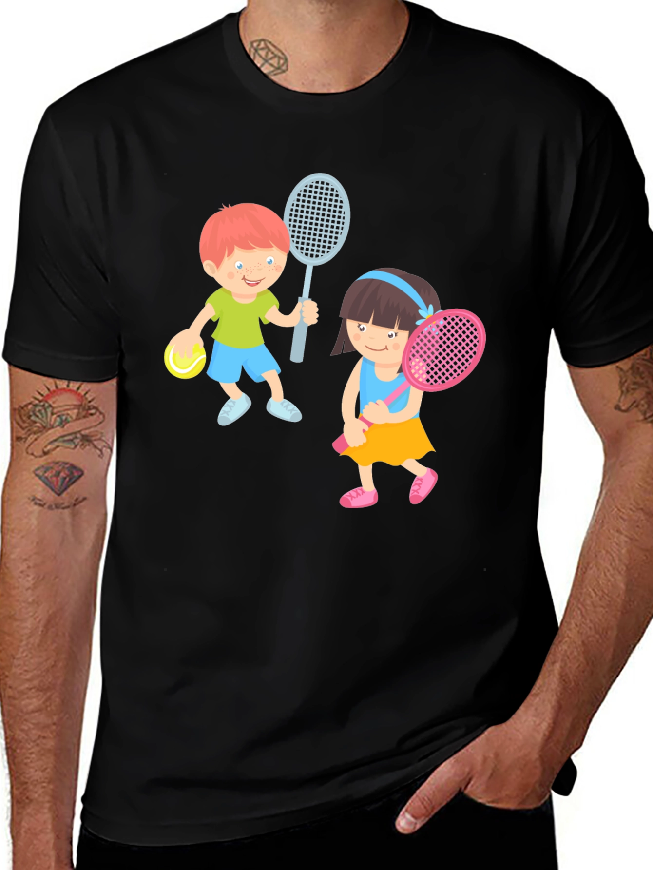 Tennis Players Graphic Tee - Fun Sporty Design