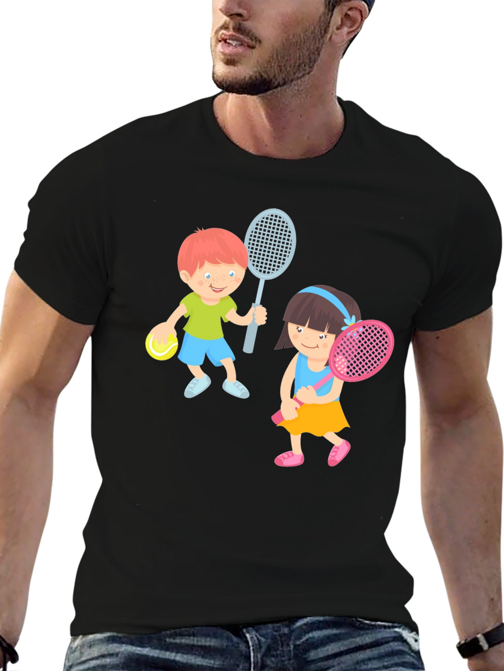 Tennis Players Graphic Tee - Fun Sporty Design