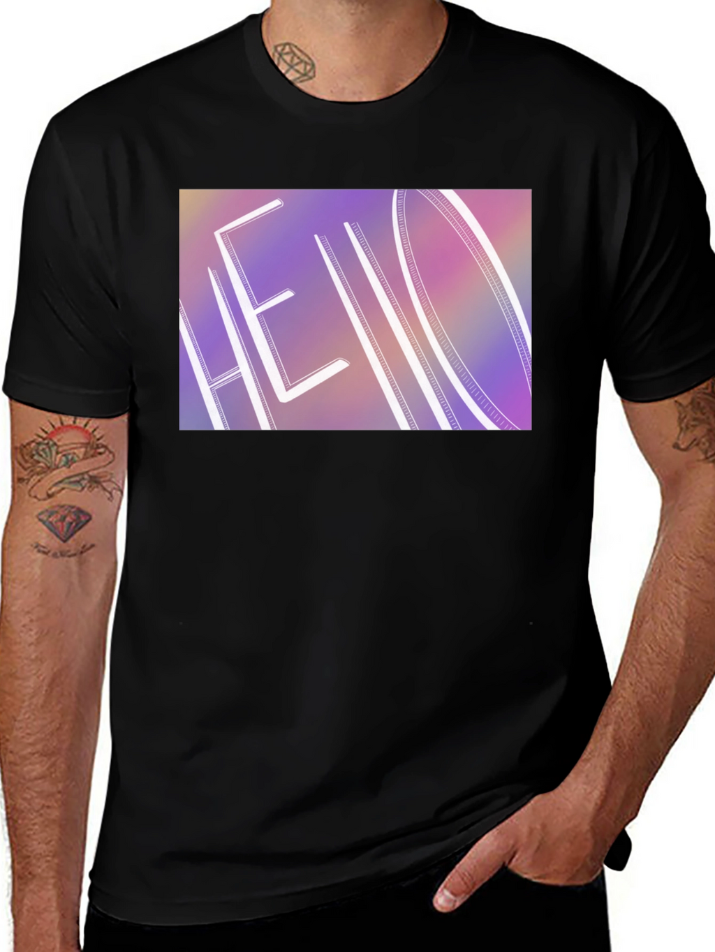 Hello Graphic Print Black T-Shirt