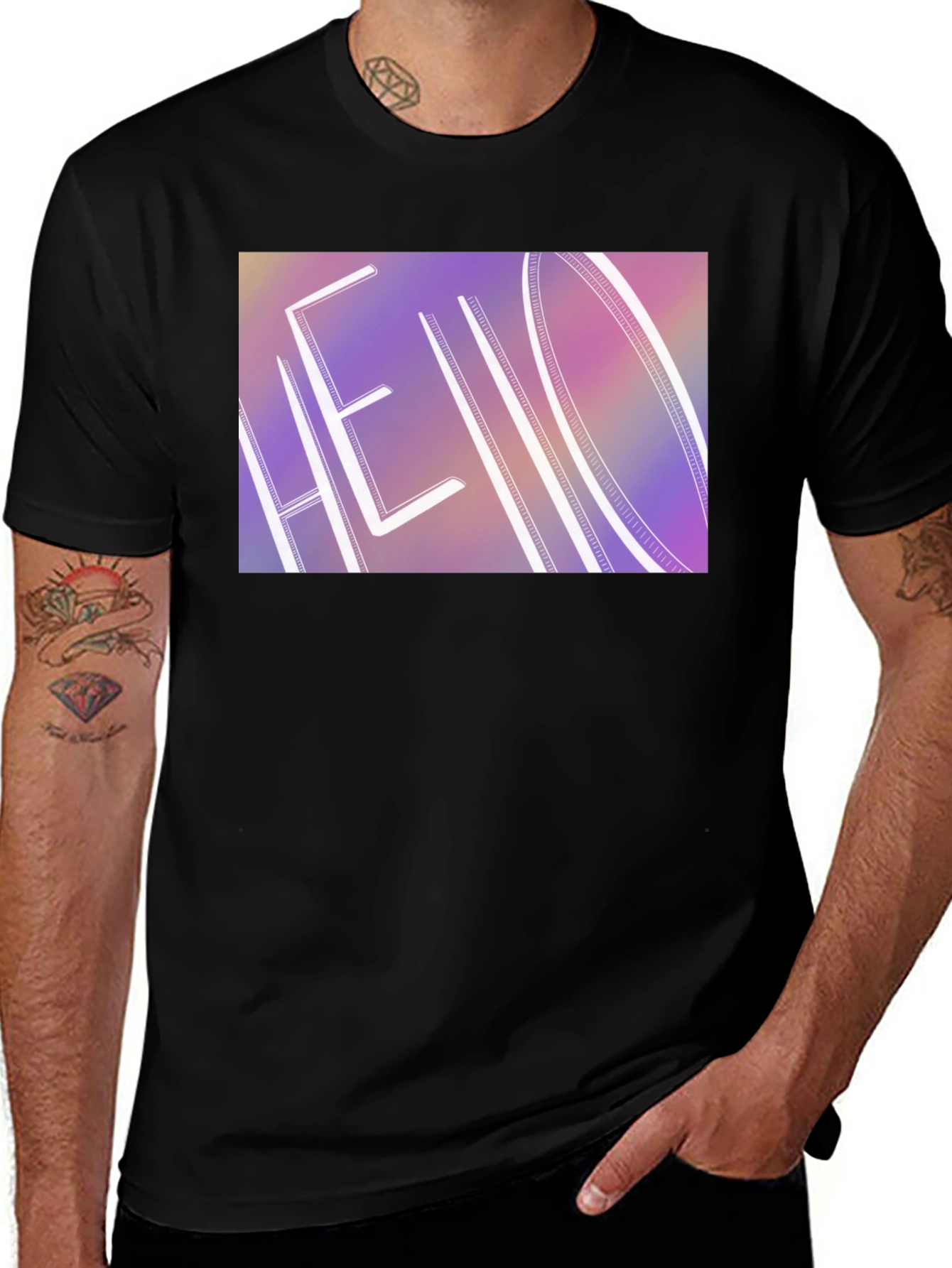 Hello Graphic Print Black T-Shirt