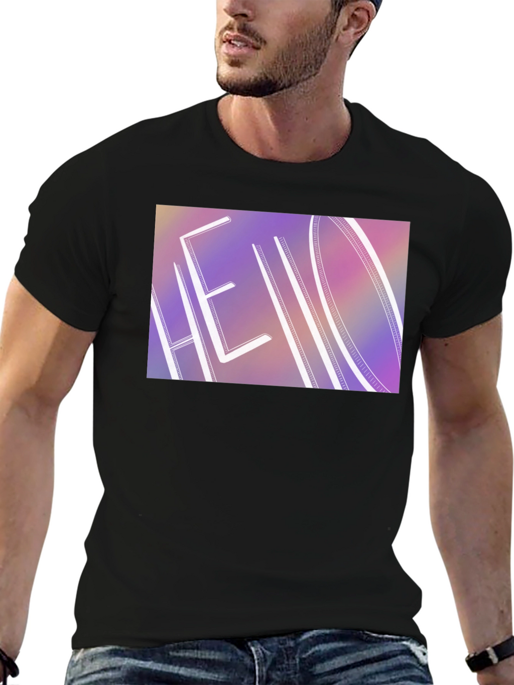Hello Graphic Print Black T-Shirt