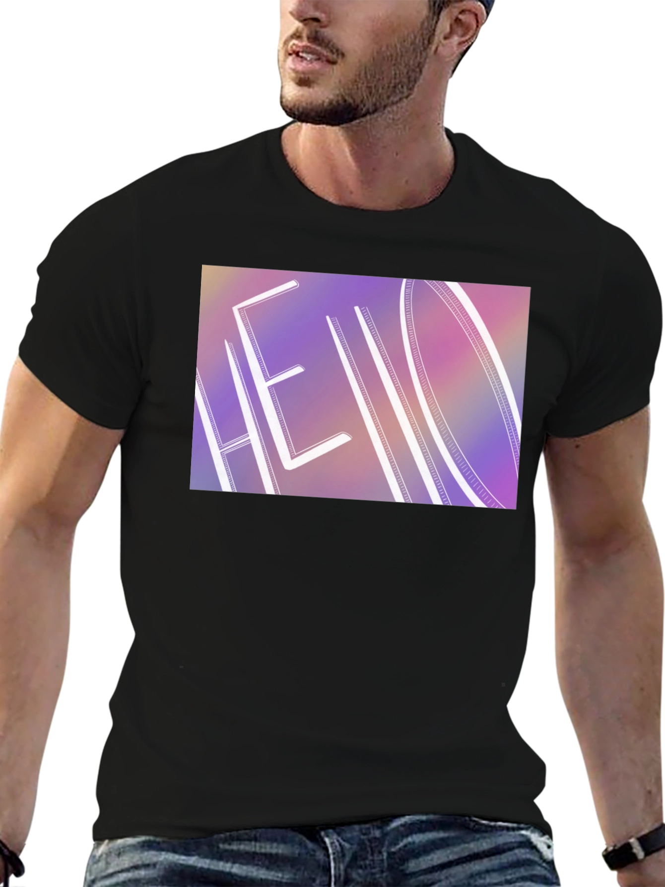 Hello Graphic Print Black T-Shirt