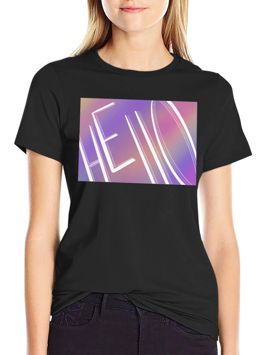 Hello Graphic Print Black T-Shirt
