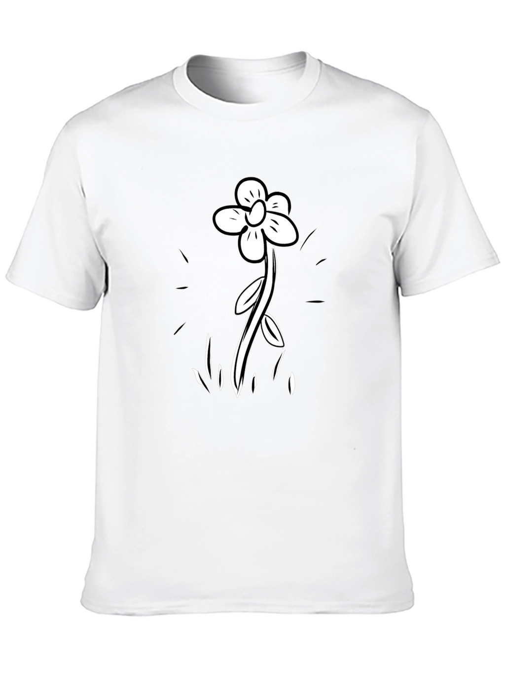 Black T-Shirt with Flower Graphic Print