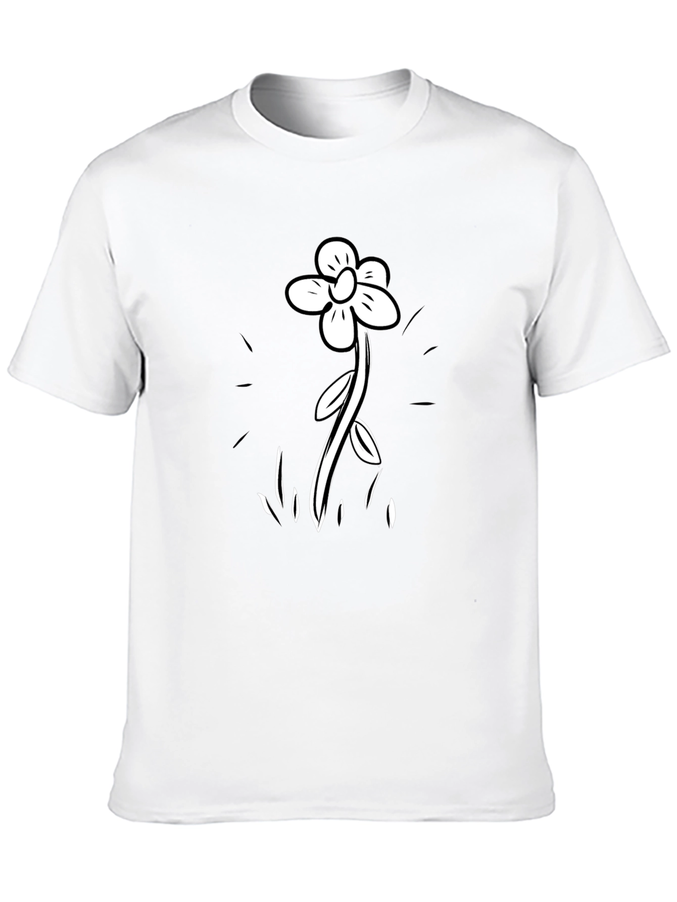 Black T-Shirt with Flower Graphic Print