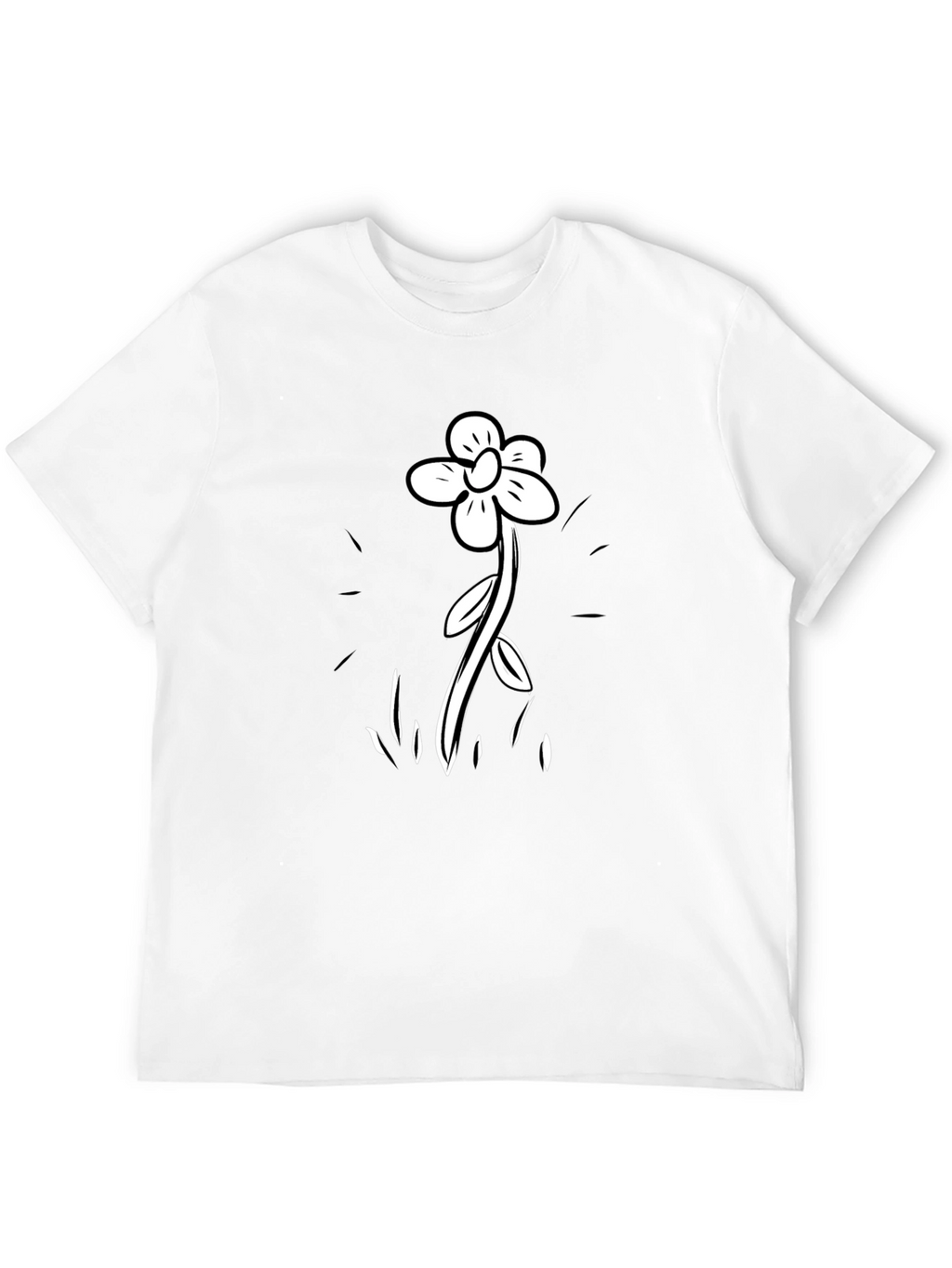 Black T-Shirt with Flower Graphic Print
