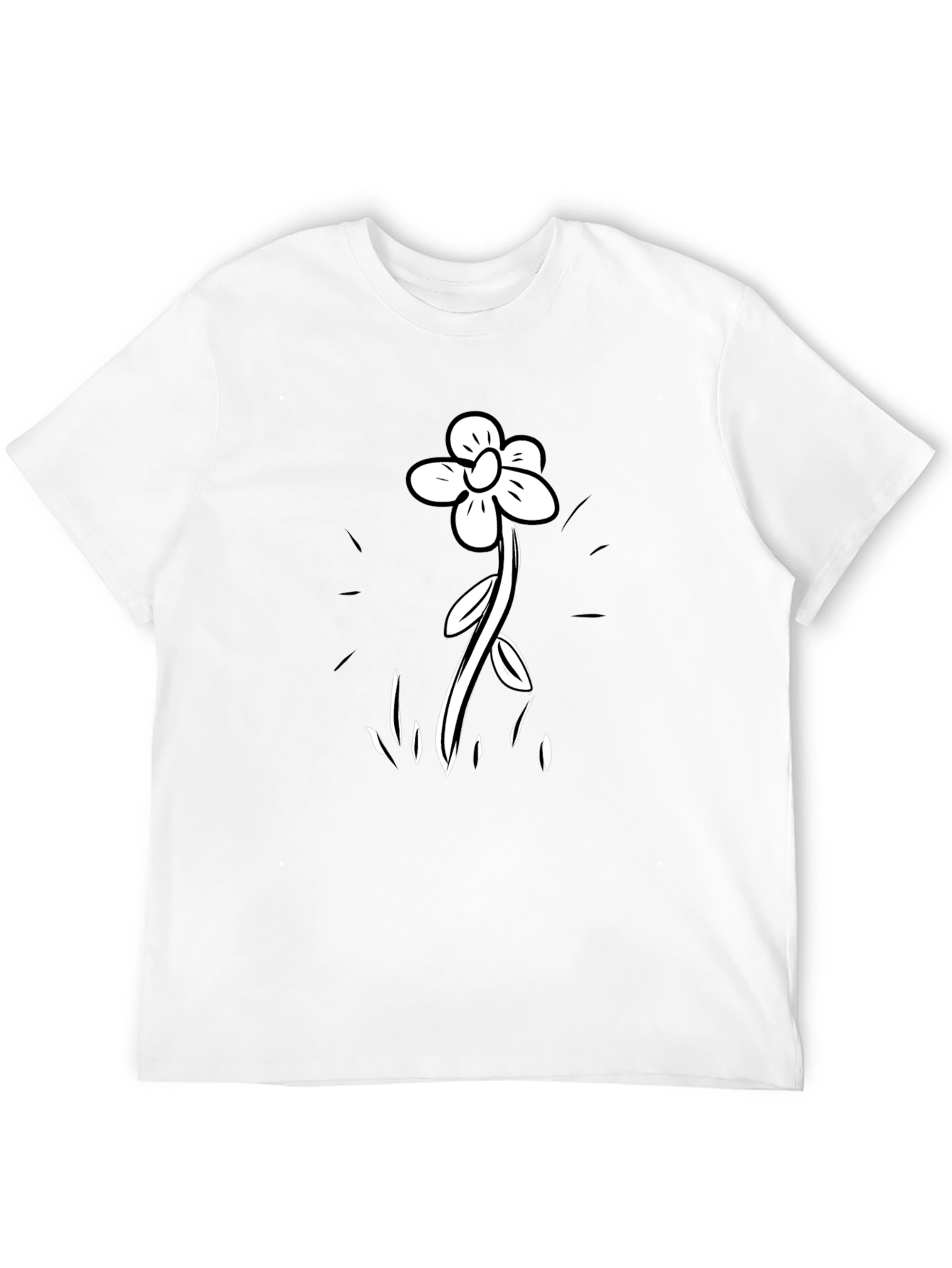 Black T-Shirt with Flower Graphic Print