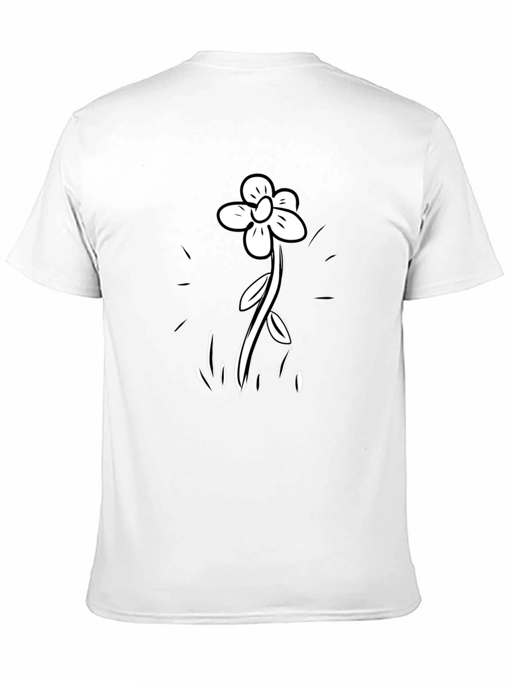 Black T-Shirt with Flower Graphic Print