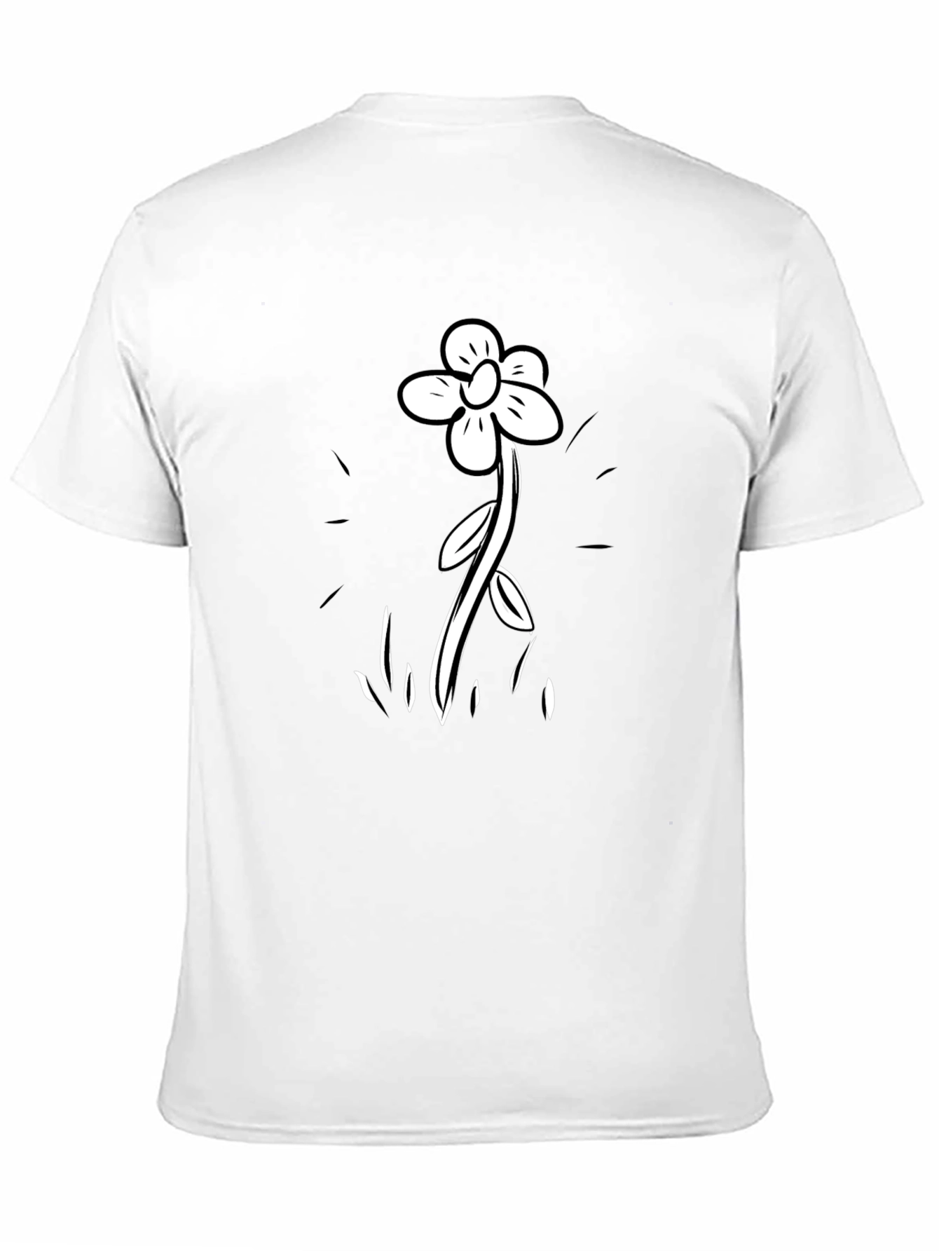 Black T-Shirt with Flower Graphic Print
