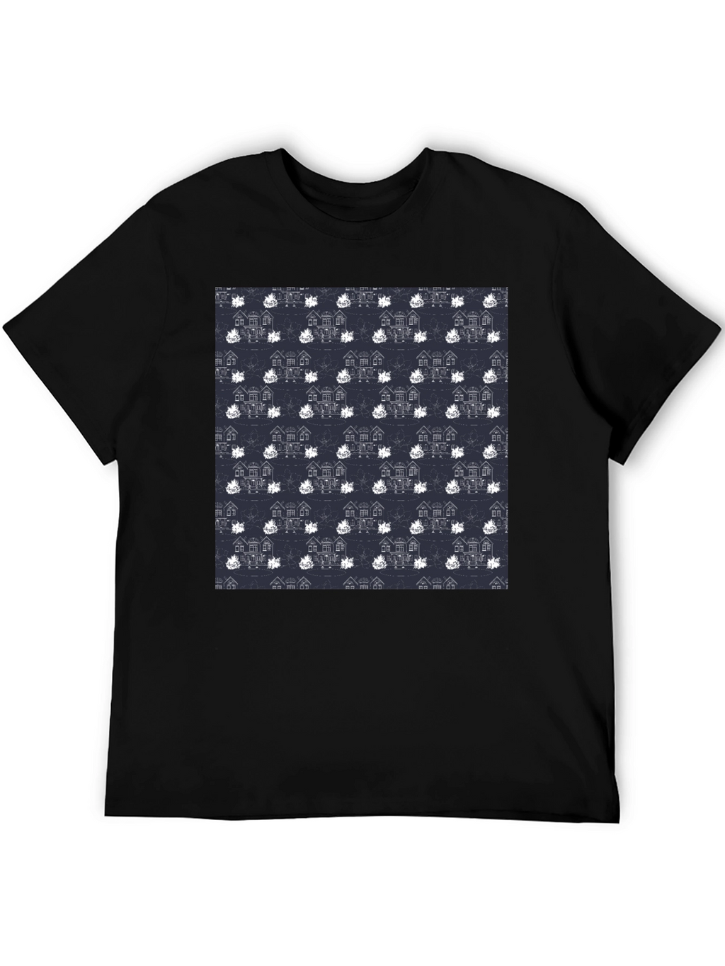 Novelty House Pattern Black T-Shirt