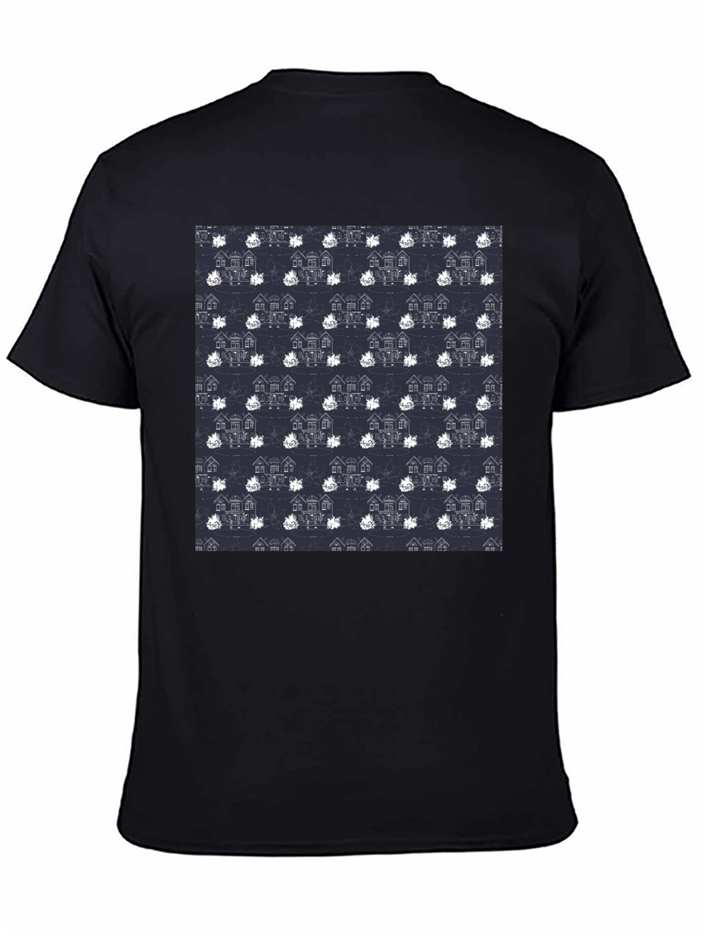Novelty House Pattern Black T-Shirt